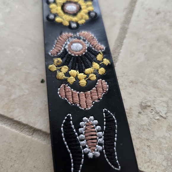 Lucky Brand Black Embroidered Floral Leather Belt SZ Small main image 11
